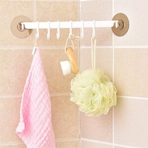 Idiytip 6 Row Waterproof Oilproof Strong Sticking Wall Hanger Corner Adhesive Hook Kitchen Bathroom Self Hooks Stick Home Decor,White