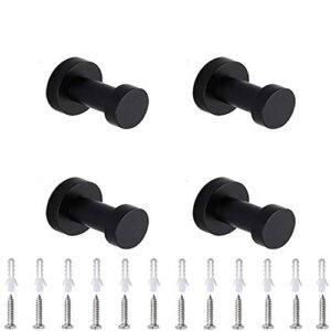 vocomo robe towel hook, 2 inch classic black stainless steel single super heavy duty wall mount hook, bath towel hooks, coat hanger - 4 pack