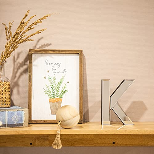 COLLECTIVE HOME - 7-inch Tall Mirrored Glass and Wood Decorative Letter, Home-Bedroom-Office Wall Décor. Perfect Fun Gift to Encourage Girls, Young Ladies & Teens. (K)