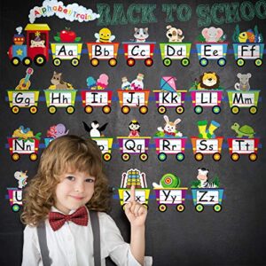 Alphabet Train Bulletin Board Set Animals Alphabet Cards Alphabet Line for Classroom Wall Letters Banner Decor Early Learning Bedroom Nursery Playroom Decorations Children Kids Teens