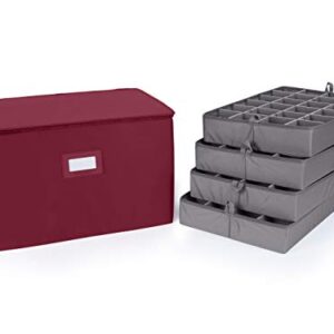 Covermates Keepsakes - Adjustable Zip-Top Storage Box - Configurable FlexGrid Compartments - Heavy Duty Polyester- Reinforced Handles - Stackable Design - Indoor Storage-Scarlett Red