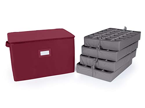 Covermates Keepsakes - Adjustable Zip-Top Storage Box - Configurable FlexGrid Compartments - Heavy Duty Polyester- Reinforced Handles - Stackable Design - Indoor Storage-Scarlett Red