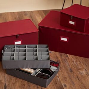 Covermates Keepsakes - Adjustable Zip-Top Storage Box - Configurable FlexGrid Compartments - Heavy Duty Polyester- Reinforced Handles - Stackable Design - Indoor Storage-Scarlett Red