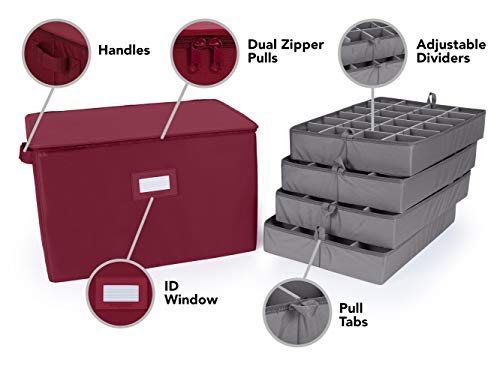Covermates Keepsakes - Adjustable Zip-Top Storage Box - Configurable FlexGrid Compartments - Heavy Duty Polyester- Reinforced Handles - Stackable Design - Indoor Storage-Scarlett Red