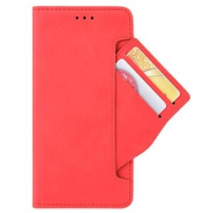 HualuBro Motorola Moto Edge Plus Case, Magnetic Full Body Protection Shockproof Flip Leather Wallet Case Cover with Card Slot Holder for Motorola Moto Edge+ Plus Phone Case (Red)