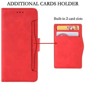 HualuBro Motorola Moto Edge Plus Case, Magnetic Full Body Protection Shockproof Flip Leather Wallet Case Cover with Card Slot Holder for Motorola Moto Edge+ Plus Phone Case (Red)