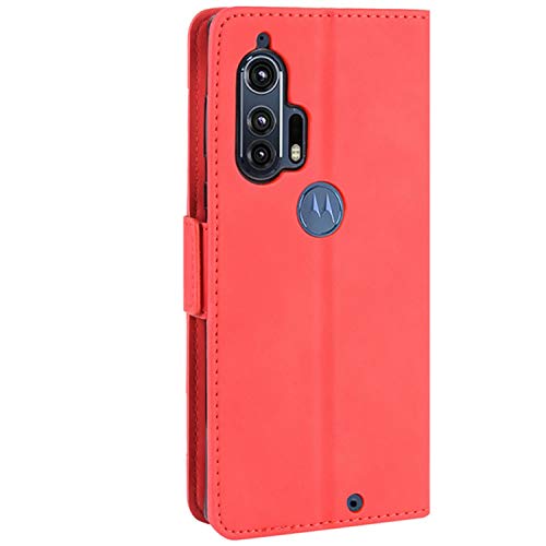 HualuBro Motorola Moto Edge Plus Case, Magnetic Full Body Protection Shockproof Flip Leather Wallet Case Cover with Card Slot Holder for Motorola Moto Edge+ Plus Phone Case (Red)