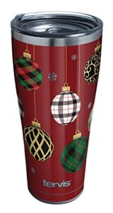 tervis triple walled christmas holiday ornaments insulated tumbler cup keeps drinks cold & hot, 30oz, stainless steel