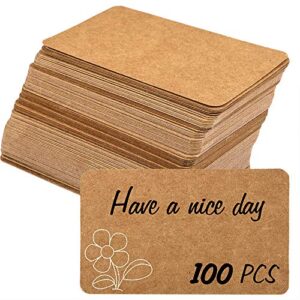 100pcs 3.54"x2" blank kraft paper business card, words message notes paper tags, mini craft cardboard festival gifts (brown)
