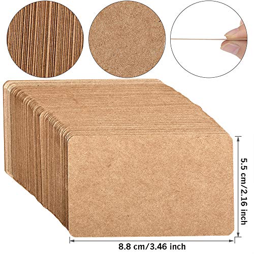 100pcs 3.54"x2" Blank Kraft Paper Business Card, Words Message Notes paper Tags, Mini Craft Cardboard Festival gifts (Brown)