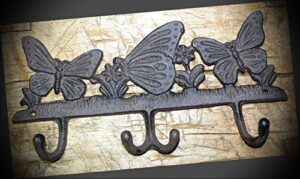 newssign lot of vintage rustic cast iron victorian style butterfly towel coat hooks hat hook key rack decor #rlx-0432pmi warranity by prmch
