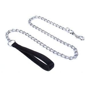 petiry chain leash metal dog leash chrome plated with soft padded handle for small dogs/black