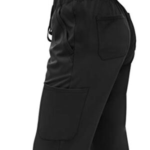 SOULFUL SCRUBS for Women 6 Pocket, Cargo Pant - Stylish Medical Scrub Pant with Midrise Fit for Woman 3500 Caroline- Medium Black - Medium,Black