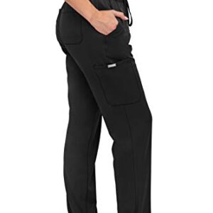 SOULFUL SCRUBS for Women 6 Pocket, Cargo Pant - Stylish Medical Scrub Pant with Midrise Fit for Woman 3500 Caroline- Medium Black - Medium,Black