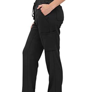 SOULFUL SCRUBS for Women 6 Pocket, Cargo Pant - Stylish Medical Scrub Pant with Midrise Fit for Woman 3500 Caroline- Medium Black - Medium,Black