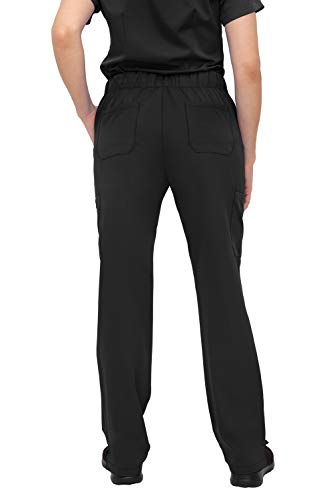 SOULFUL SCRUBS for Women 6 Pocket, Cargo Pant - Stylish Medical Scrub Pant with Midrise Fit for Woman 3500 Caroline- Medium Black - Medium,Black