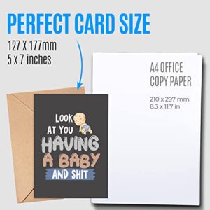 Funny new baby card with envelope | Silly card for parents to be | Congratulatory card for pregnancy reveal for mom, dad. | Baby shower congratulations present