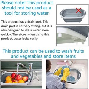 Collapsible Washing Up Bowl, Innovations Multi Function Bowl Drying Rack, Portable Cutting Board, Retractable Drain Washing Basket Basin Vegetable Fruit Tray for for Camping, Picnic, Kitchen