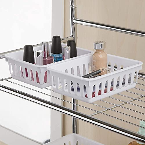 Tribello Mini Plastic Baskets for Organizing, White Drawer/Closet Storage Tray, Size 6 x 5 x 2 - Pack of 6 - Made in USA