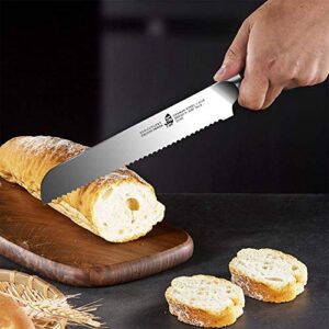 TUO Bread Knife 8 inch - Serrated Bread Slicing Knife Bread Cake Cutter German HC Steel with Pakkawood Handle -FALCON SERIES with Gift Box