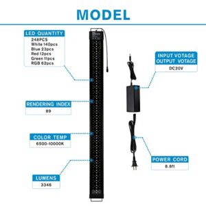 hygger Aquarium Programmable LED Light, for 48~55in Long Full Spectrum Plant Fish Tank Light with LCD Setting Display, 7 Colors, Sunrise Sunset Moon and DIY Mode, for Novices Advanced Players