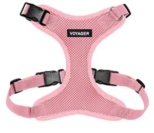 voyager step-in lock pet harness - all weather mesh, adjustable step in harness for cats and dogs by best pet supplies - pink, m