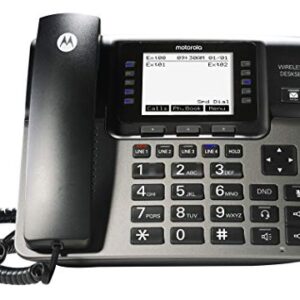 Motorola ML1002D DECT 6.0 Expandable 4-line Business Phone System with Voicemail, Digital Receptionist and Music on Hold, Black, Base Station + 2 Wireless Desk Sets