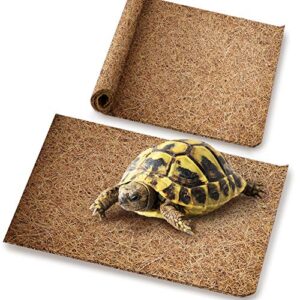 meric reptile bed, coco fiber mats for pets, terrarium liner for snakes, chameleons, geckos, turtle, climbing carpet, 2-pack
