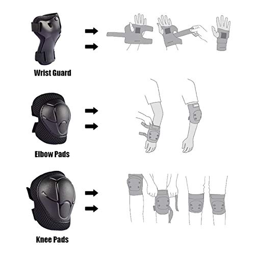 Kids Protective Gear, 7 in 1 knee pads for kids set, Youth Elbow Pads, Wrist Guard, Neck Gaiter for Age 3-8 Boys Girls Children Rollerblading Skateboard Bike Cycling Skating Scooter Riding Sports