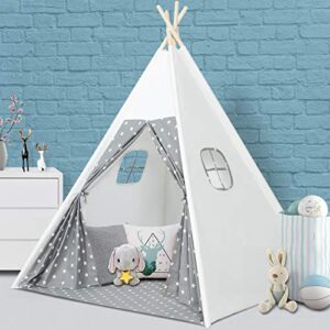 wilwolfer kids teepee play tent for child with carry case + two windows, portable children toys or gift for kids boys girls indoor and outdoor play
