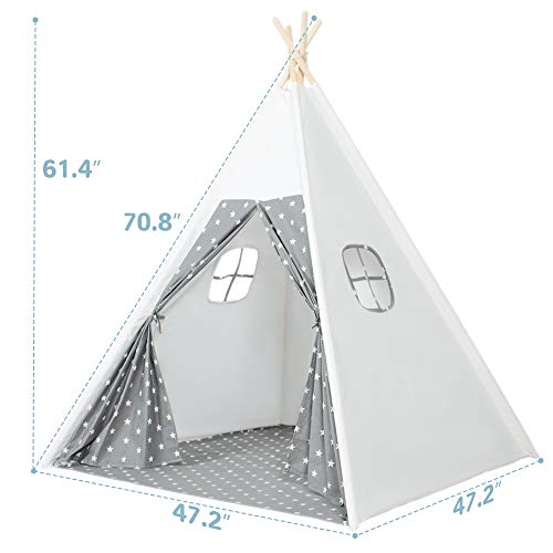 Wilwolfer Kids Teepee Play Tent for Child with Carry Case + Two Windows, Portable Children Toys or Gift for Kids Boys Girls Indoor and Outdoor Play