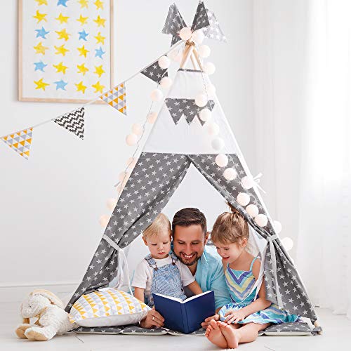 Wilwolfer Kids Teepee Play Tent for Child with Carry Case + Two Windows, Portable Children Toys or Gift for Kids Boys Girls Indoor and Outdoor Play