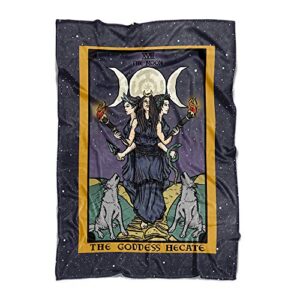 the goddess hecate tarot card throw blanket - triple moon goddess of witchcraft hekate wheel pagan witch gift (60" x 50")