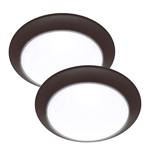 YeuLoum LED Flush Mount Ceiling Light Fixture, Dimmable, 7 Inch, 11.5W 900 Lumen, Aluminum Housing Plus PC Cover, 2-Pack (Bronze Finish-5000K)