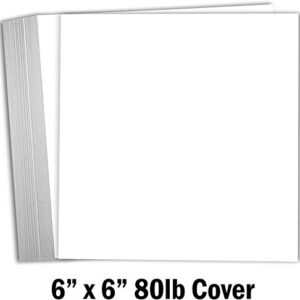 Hamilco 6x6 White Scrapbook Cardstock Paper 80lb Cover Card Stock 100 Pack