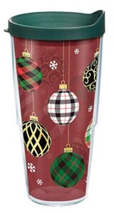 tervis plastic made in usa double walled christmas holiday ornaments insulated tumbler cup keeps drinks cold & hot, 24oz, clear