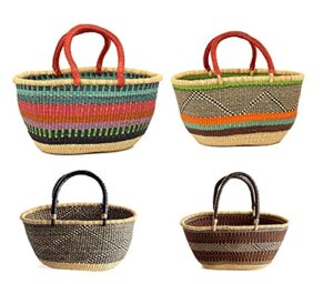 african basket - ghana bolga - gambibgo oval shopping basket - 20" across