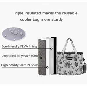 Aschar Reusable Insulated Thermal Lunch Bag Cute Lunch Box for Teens Boys Girls Adult Women Work School Outdoor Travel Picnic Beach BBQ party (Leaves)