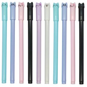 maydahui 12pcs cat rollerball pens cute cartoon kitty animal pen black gel ink smooth writing for cats lovers stationery school supplies