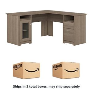 Bush Furniture Cabot 60W L Shaped Computer Desk in Ash Gray