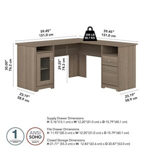 Bush Furniture Cabot 60W L Shaped Computer Desk in Ash Gray