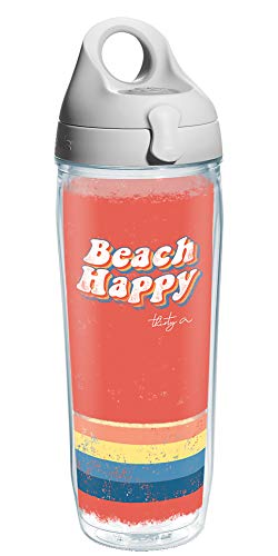 Tervis Made in USA Double Walled 30A Beach Happy Insulated Tumbler Cup Keeps Drinks Cold & Hot, 24oz Water Bottle, Retro Stripes