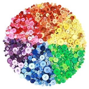 Greentime 1400-1500pcs Resin Buttons Sewing Button Assorted Sizes for Crafts Sewing DIY Manual Button Painting DIY Handmade Ornament Buttons