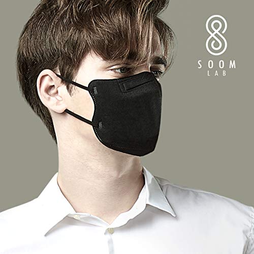 SOOM LAB, Hyper Purifying Breathing Mask, Disposable Face Mask, Elastic Ear Loop, Nanofiber Filter, Washable, Resuable, Pack of 10 (Black)