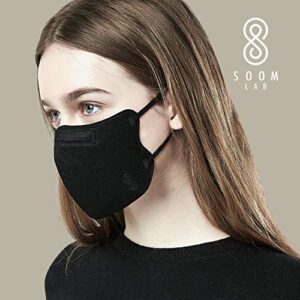 SOOM LAB, Hyper Purifying Breathing Mask, Disposable Face Mask, Elastic Ear Loop, Nanofiber Filter, Washable, Resuable, Pack of 10 (Black)