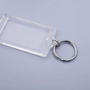 10Pcs SMALL SIZE-Rectangle Clear Acrylic Photo Snap-in Keychain Blank Double Sided Custom Personalised Photo Insert Picture Frame Keychain Keyring Holder(1.1 x 1.7 in)