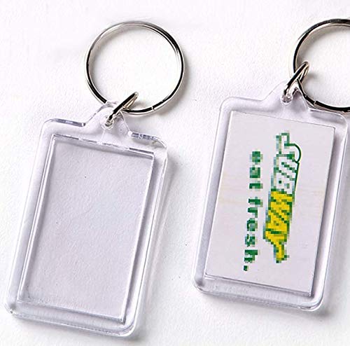 10Pcs SMALL SIZE-Rectangle Clear Acrylic Photo Snap-in Keychain Blank Double Sided Custom Personalised Photo Insert Picture Frame Keychain Keyring Holder(1.1 x 1.7 in)