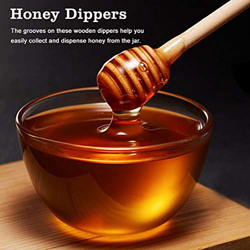 Wood Honey Dipper Sticks - Searea 100Pcs 3Inch Wooden Honey Dipper Stick Wooden Syrup Dippers Honeycomb Sticks Perfect for Drizzling Honey,Maple Syrup,Chocolate, Caramel,Honey Spoons