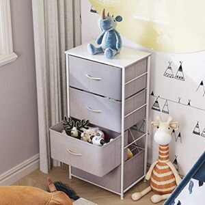 ODK Dresser with 4 Drawers Tall Fabric Storage Tower Organizer Unit for Bedroom Chest for Hallway Closet Easy Assembly Steel Frame and Wood Top, Light Grey