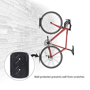 DIRZA Bike Wall Mount Rack with Tire Tray - Vertical Bike Storage Rack for Indoor,Garage,Shed - Easy to install - Great for Hanging Road,Mountain or Hybrid Bikes - Screws Included - 2 Pack